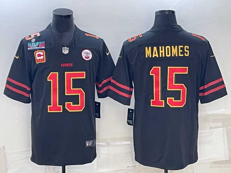 Men's Kansas City Chiefs #15 Patrick Mahomes Black Red Gold Super Bowl LVII Patch And 4-star C Patch Vapor Untouchable Limited Stitched Jersey,We sell and wholesale Men's Kansas City Chiefs #15 Patrick Mahomes Black Red Gold Super Bowl LVII Patch And 4-star C Patch Vapor Untouchable Limited Stitched Jersey on line form chian!
